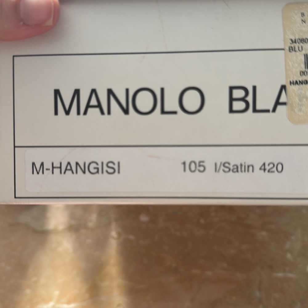 Manolo Blahnik Hangisi 105 blue satin - Picture 6 of 7